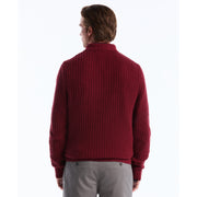 Zigzag Stitch Long Sleeve Sweater Polo (Cabernet) Back