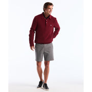 Zigzag Stitch Long Sleeve Sweater Polo (Cabernet) Styled Alt