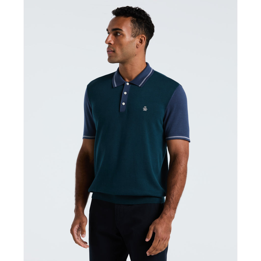 Colourblock Sweater Polo Reflecting Pond