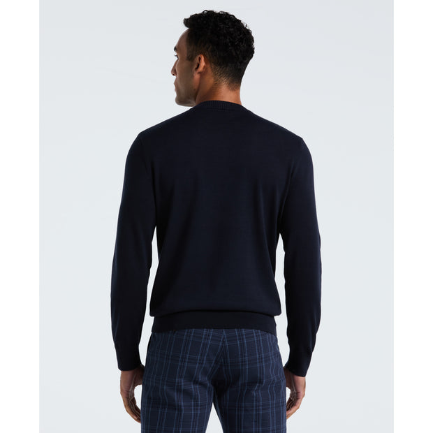 Cotton Crew Neck Sweater (Dark Sapphire) Back
