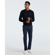 Cotton Crew Neck Sweater (Dark Sapphire) Styled