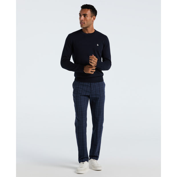 Cotton Crew Neck Sweater (Dark Sapphire) Styled