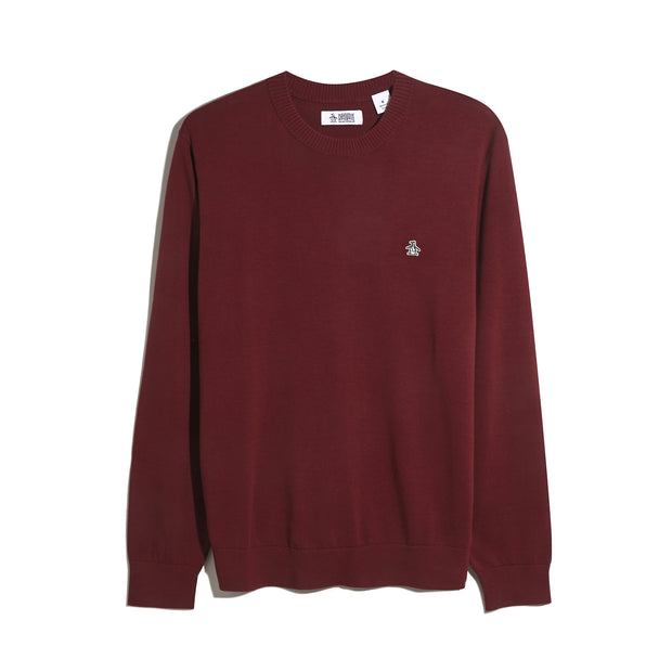 Cotton Crew Neck Sweater (Cabernet) Flat