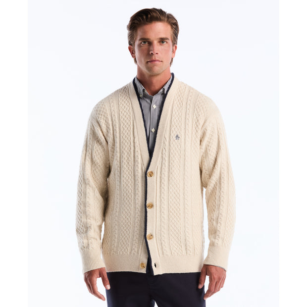 Cable Knit Cardigan (Birch) Front