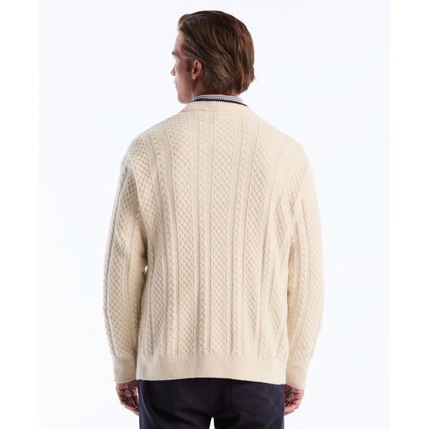 Cable Knit Cardigan (Birch) Back