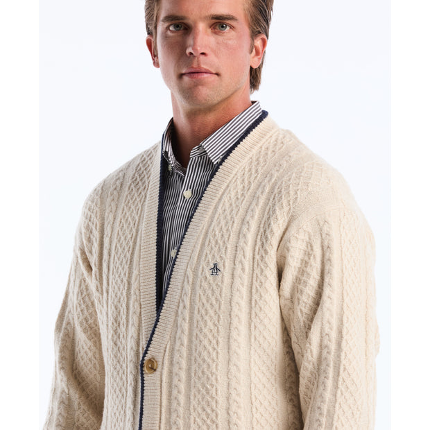 Cable Knit Cardigan (Birch) Detail