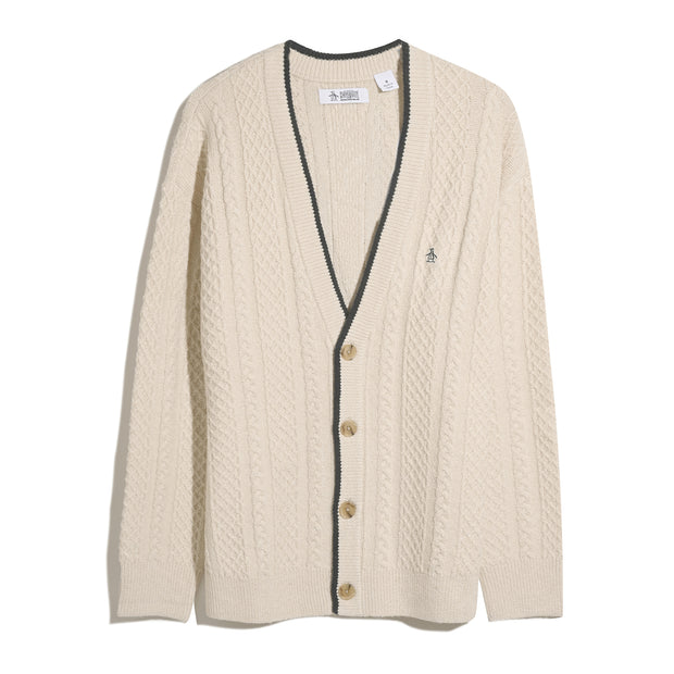 Cable Knit Cardigan (Birch) Flat