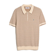 Geometric Jacquard 1/4 Zip Sweater Polo (Birch) Flat