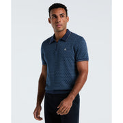 Geometric Jacquard 1/4 Zip Sweater Polo (Sargasso Sea) Front