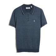 Geometric Jacquard 1/4 Zip Sweater Polo (Sargasso Sea) Flat