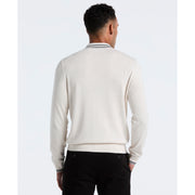 Tipped Quarter Zip Long Sleeve Sweater Polo (Birch Heather) Back