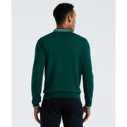 Tipped Quarter Zip Long Sleeve Sweater Polo (Botanical Green Heather) Back