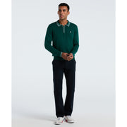 Tipped Quarter Zip Long Sleeve Sweater Polo (Botanical Green Heather) Styled