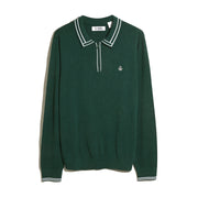 Tipped Quarter Zip Long Sleeve Sweater Polo (Botanical Green Heather) Flat