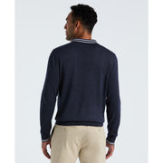 Tipped Quarter Zip Long Sleeve Sweater Polo (Dark Sapphire Heather) Back