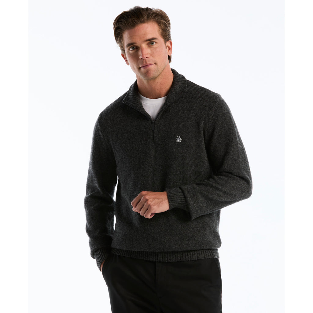 Lambswool Quarter Zip Sweater Dark Heather