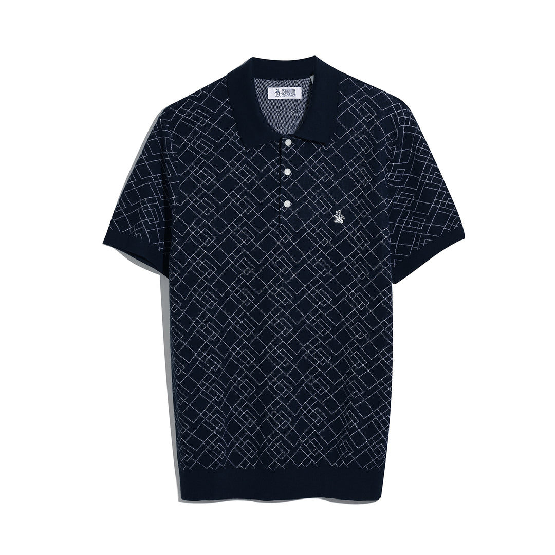 LEOPARD JACQUARD KNIT POLO SHIRT【BLUE】 5034603756366_3.jpg?v=1736778477