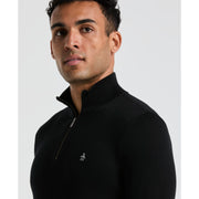 Cotton Quarter Zip Sweater (True Black) Detail