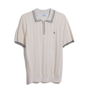 Cashmere-Like Cotton Tipped Short Sleeve Polo Shirt Sweater In Birch