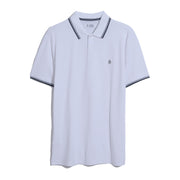Pique Sticker Pete Tipped Polo Shirt (Bright White) Flat