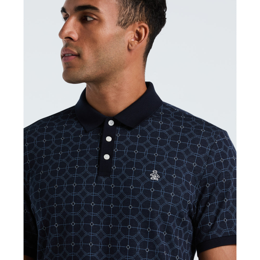 Geometric Jacquard Polo Shirt In Blue | Original Penguin®
