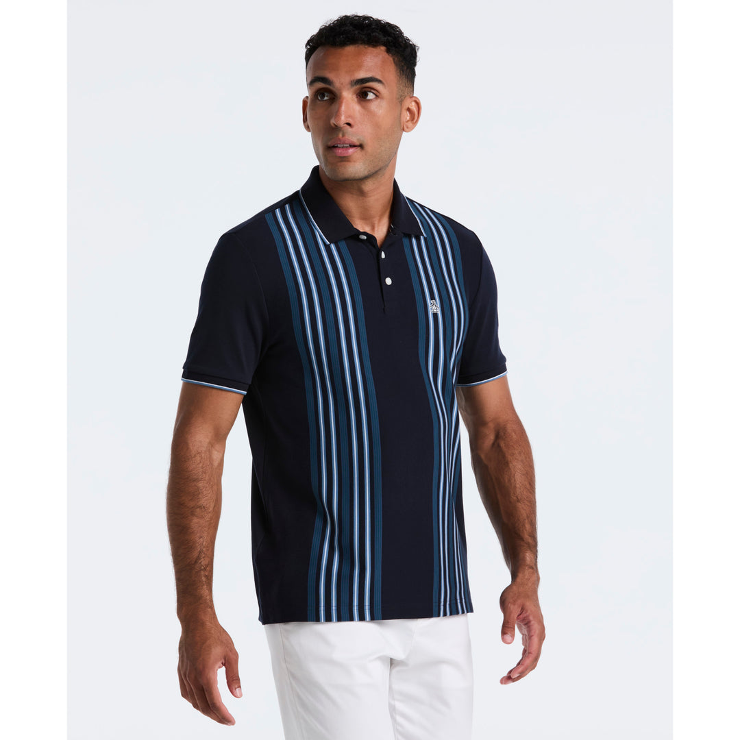 Interlock Vertical Stripe Polo Shirt In Red | Original Penguin®