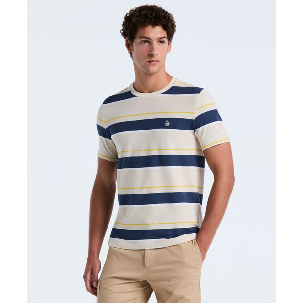 Pique Engineered Stripe T-Shirt (Birch) Front