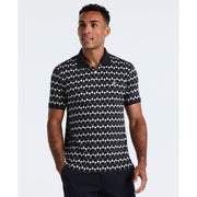 Flags Print Polo Shirt (Dark Sapphire) Front