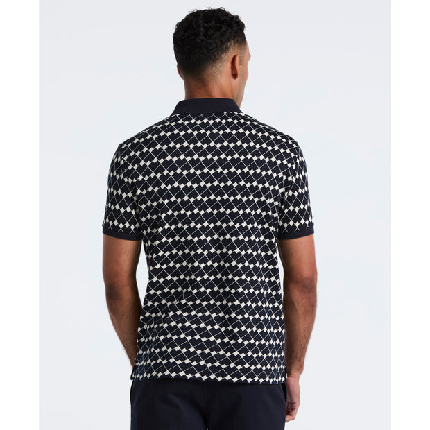 Flags Print Polo Shirt (Dark Sapphire) Back