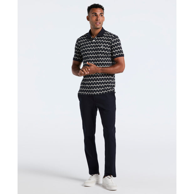 Flags Print Polo Shirt (Dark Sapphire) Styled