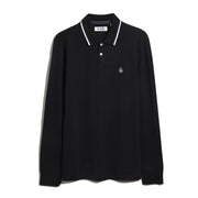 Sticker Pete Tipped Long Sleeve Polo Shirt (Dark Sapphire) Flat