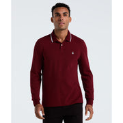 Sticker Pete Tipped Long Sleeve Polo Shirt (Cabernet) Front