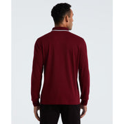 Sticker Pete Tipped Long Sleeve Polo Shirt (Cabernet) Back