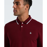 Sticker Pete Tipped Long Sleeve Polo Shirt (Cabernet) Detail