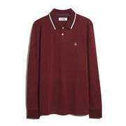 Sticker Pete Tipped Long Sleeve Polo Shirt (Cabernet) Flat