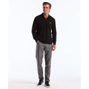 Pique Long Sleeve Polo Shirt (True Black) Styled