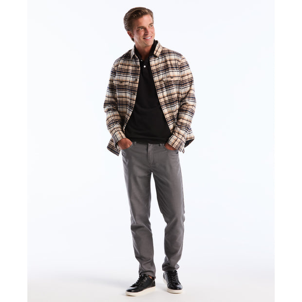 Pique Long Sleeve Polo Shirt (True Black) Styled Alt