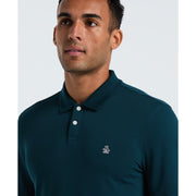 Pique Long Sleeve Polo Shirt (Reflecting Pond) Detail