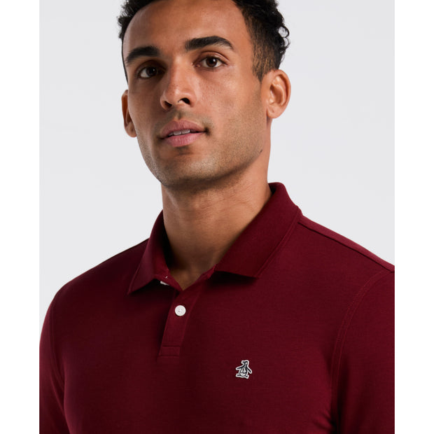 Pique Long Sleeve Polo Shirt (Cabernet) Detailed