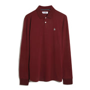 Pique Long Sleeve Polo Shirt (Cabernet) Flat