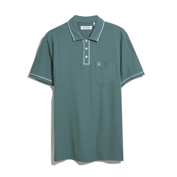 Organic Cotton The Earl Pique Short Sleeve Polo Shirt In Sea Pine