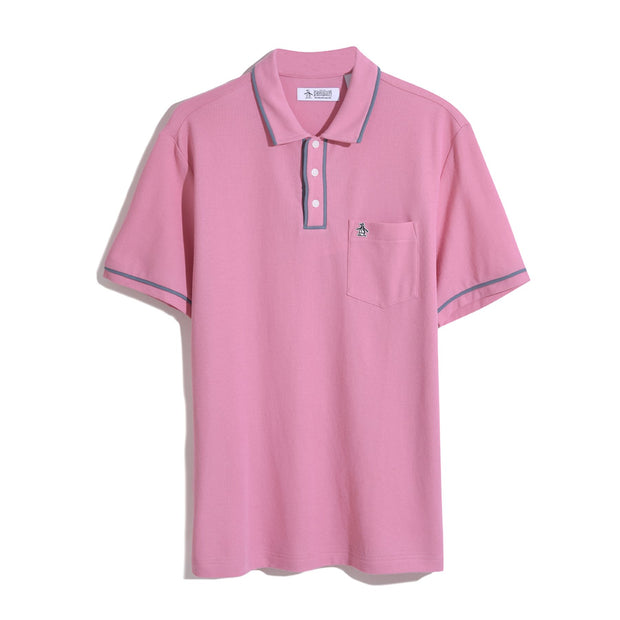 Organic Cotton The Earl Pique Short Sleeve Polo Shirt In Wild Rose