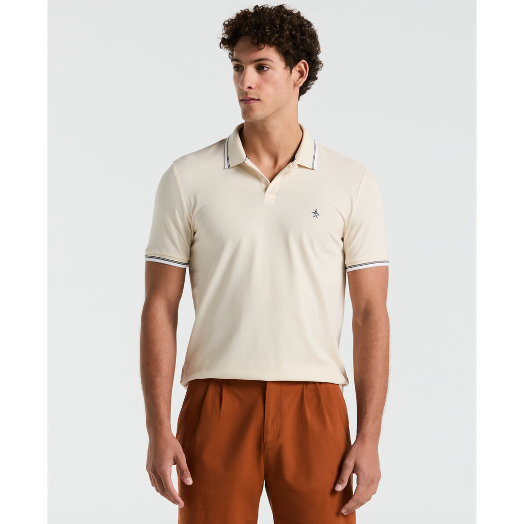 Pique Sticker Pete Tipped Polo Shirt Birch