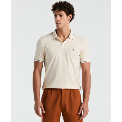 Pique Sticker Pete Tipped Polo Shirt (Birch) Front