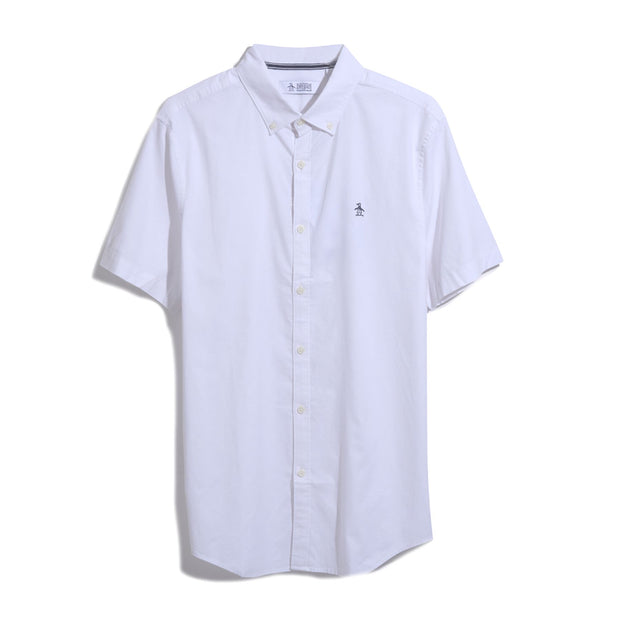 Ecovero Oxford Stretch Short Sleeve Button-Down Shirt In Bright White