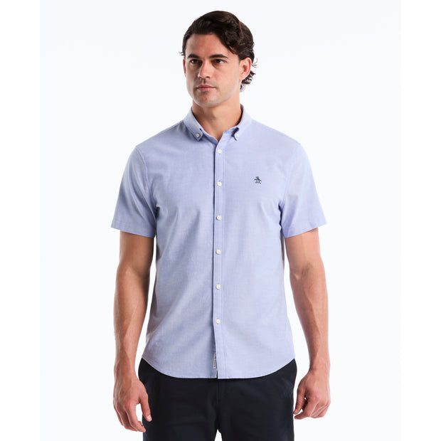 Short Sleeve Oxford Shirt In Blue | Original Penguin®