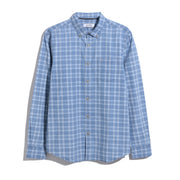 Cotton Indigo Plaid Print Long Sleeve Button-Down Shirt In Spring Lake