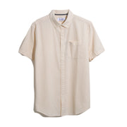 Cotton Dobby Basketweave Textured Short Sleeve Button-Down Shirt In Birch