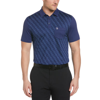 50'S Color Block Print Golf Polo Shirt In Astral Night