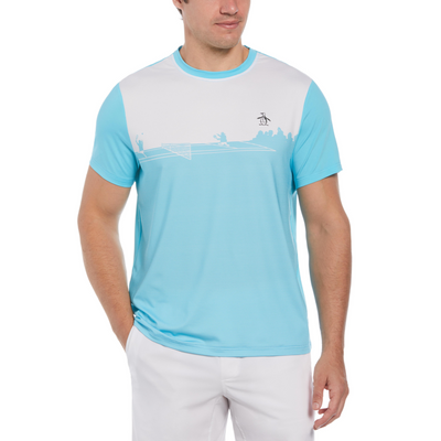 Outlined Pete Performance Short Sleeve Tennis T-Shirt In Blue Atoll